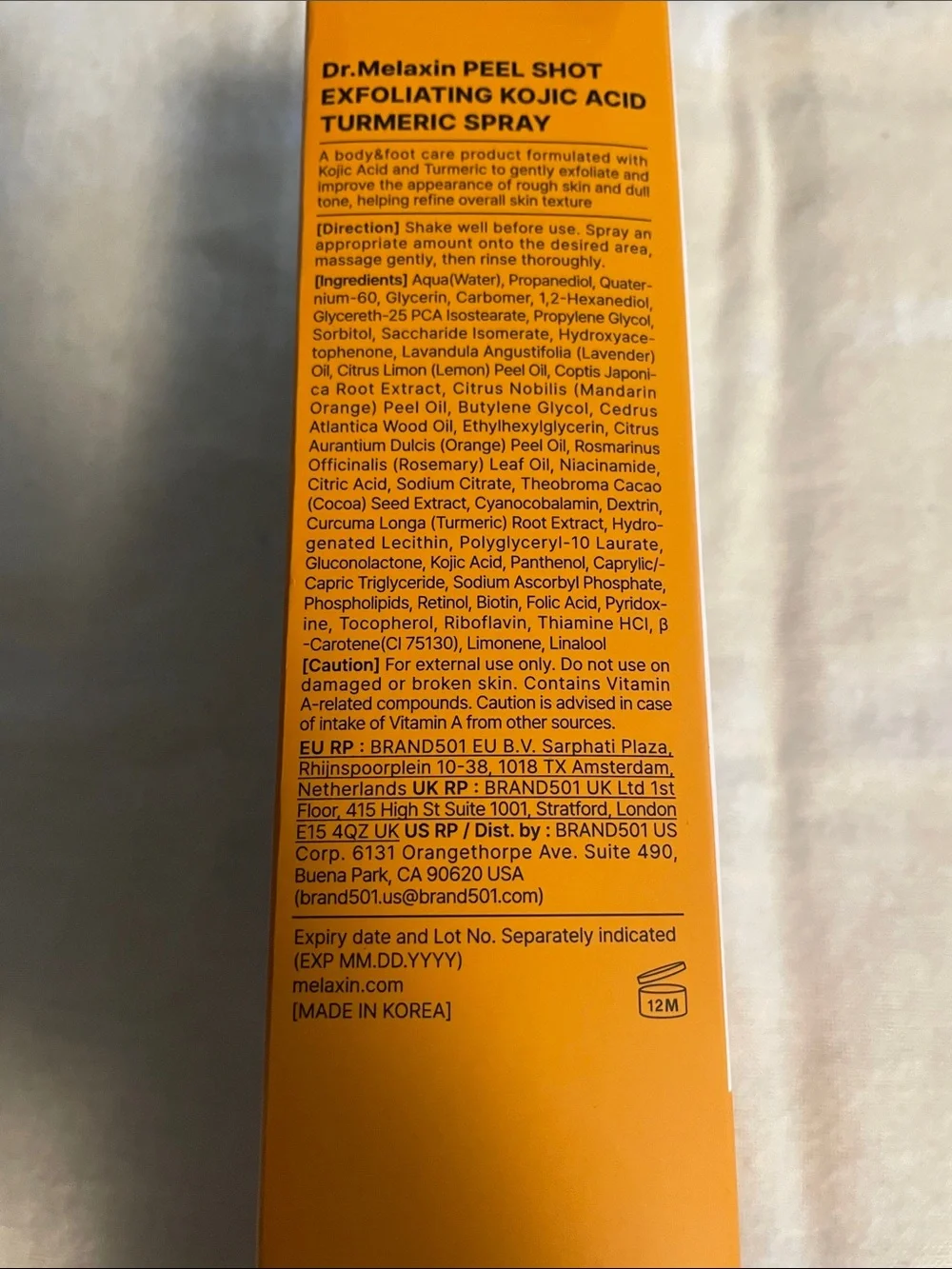 Peel Shot Exfoliating Kojic Acid Turmeric Spray - Orange